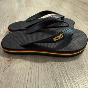 Kids Scott Black Flip Flops with Multicolor Stripes